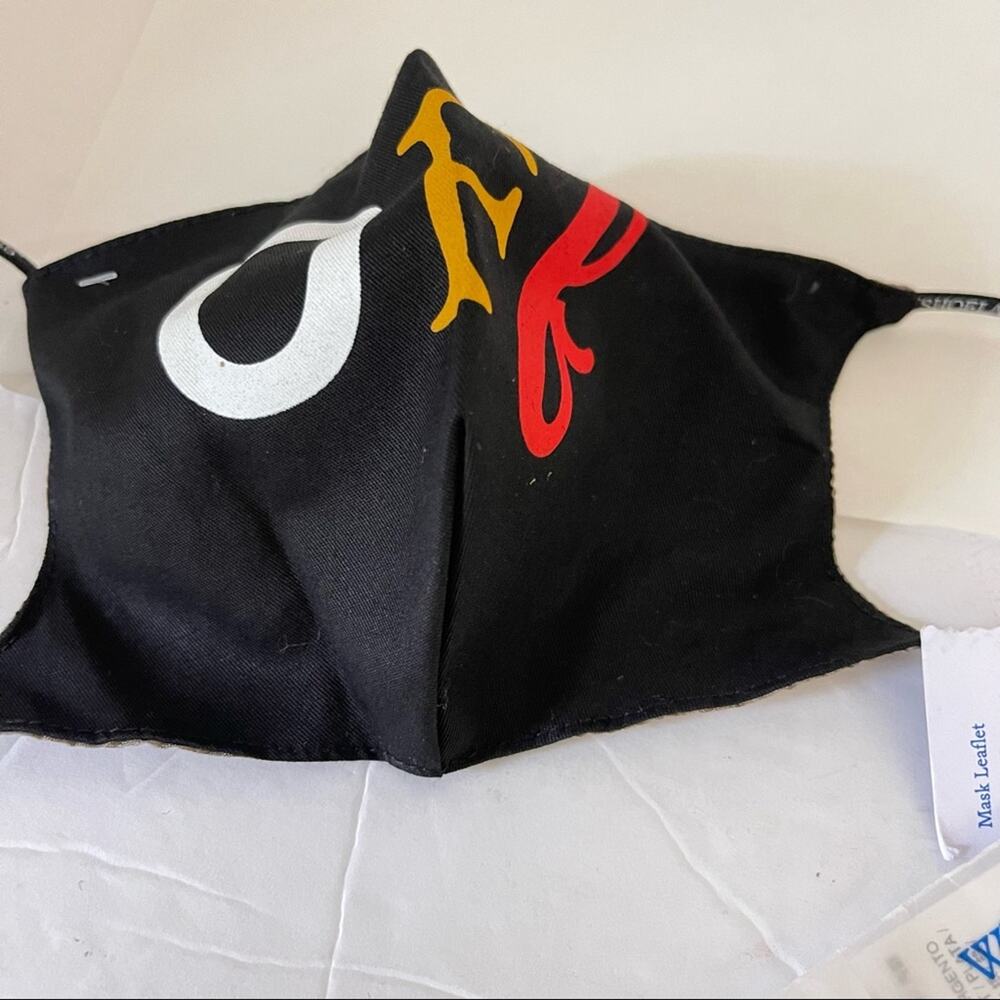 Off White Black Multicolor Typo Mix Print Face Mask NWT - Picture 3 of 8